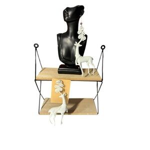 Deer Earrings. White. 1 Pair. Christmas Earrings. Handcrafted. New.